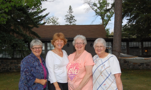 Judy (Thomson) Tucker, Patricia (Fish) Strot, Patti (Pedersen) Zawadski, and Audrey (Quick) Buss 2013 at Lake Sullivan