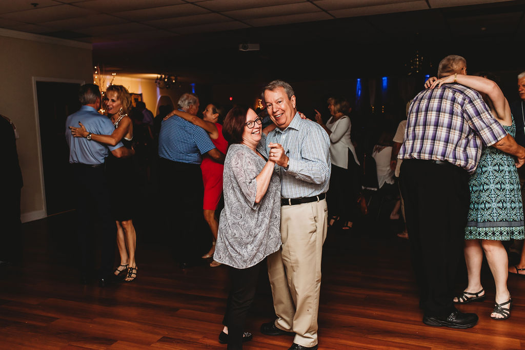 Dance Floor from Left: Vince and Janet Seyer, Ron and Judy Cohen, Steve Robison and Cindy Capnerhurst, Jane and Paul Klick, and Rick Aslin and Joan Fischer; Background: Laura Mendoza and Cathy Hunt; Seated (between and Laura and Cathy): Sue Zimmer