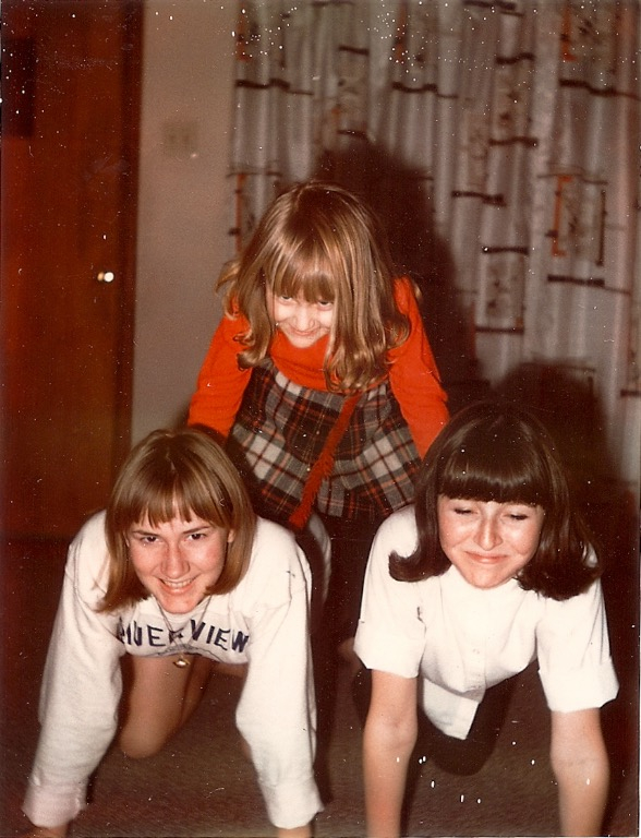 Jane Byers, Nancy Jackson and Lavonne Byers (on top) - Sophomore Year