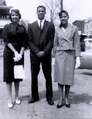 Sunday morning church time -- Joanne (Chippy) and Cleo (Penny) Walker with fine little Jerry Jackson.