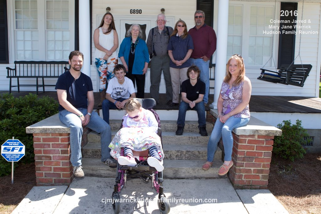 2016 – Family of Hollie:
Front – Sarah Beth Sessoms.
First Row (seated) – Robert (Bobby) Ray Quinn III, Tammy Sessoms Quinn.
Second Row (seated) – Dylan Sessoms, Ethan Quinn.
Standing in Back – Emily Caroline Quinn, Effie Lou Hudson Quinn, Oliver Hudson