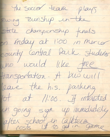 Soccer Championship Bus Note