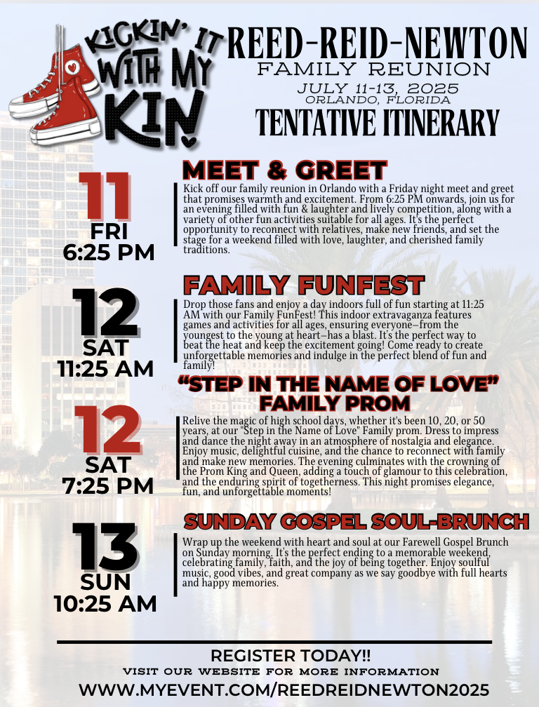 Reunion Tentative Itinerary 