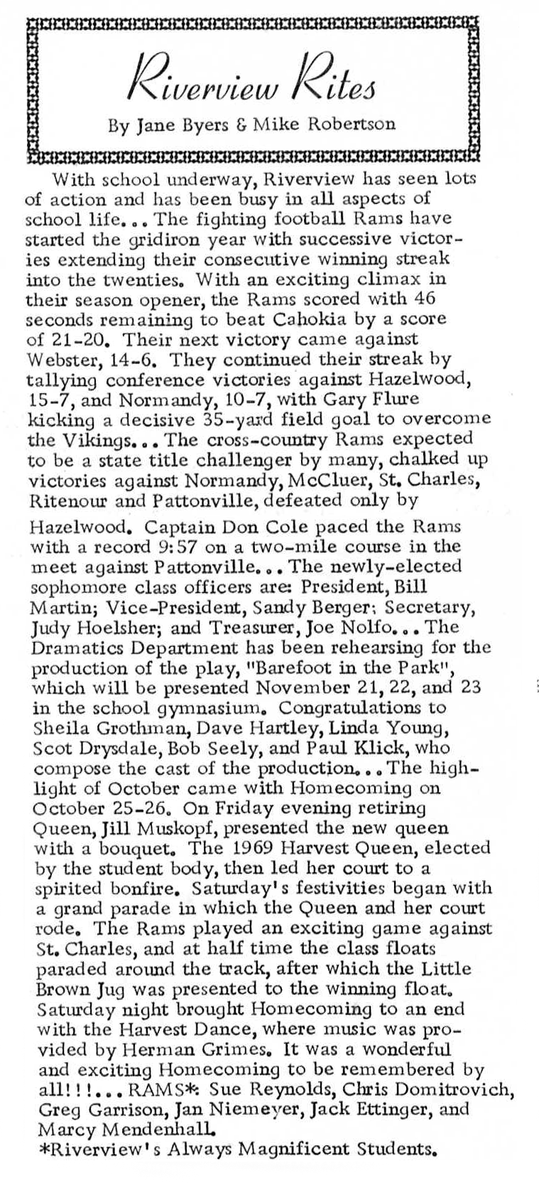 RIVERVIEW RITES: NOVEMBER 1968